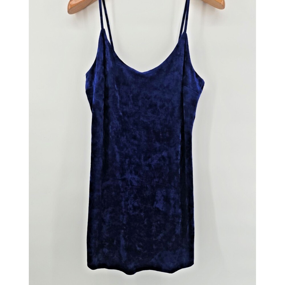 Forever 21 Crushed Velvet Blue Women Dress L Blue Tankdress Midi Whimsigoth